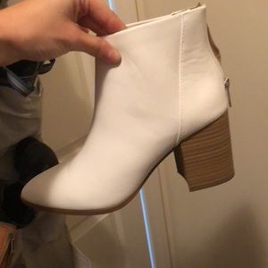 White Block heel Booties